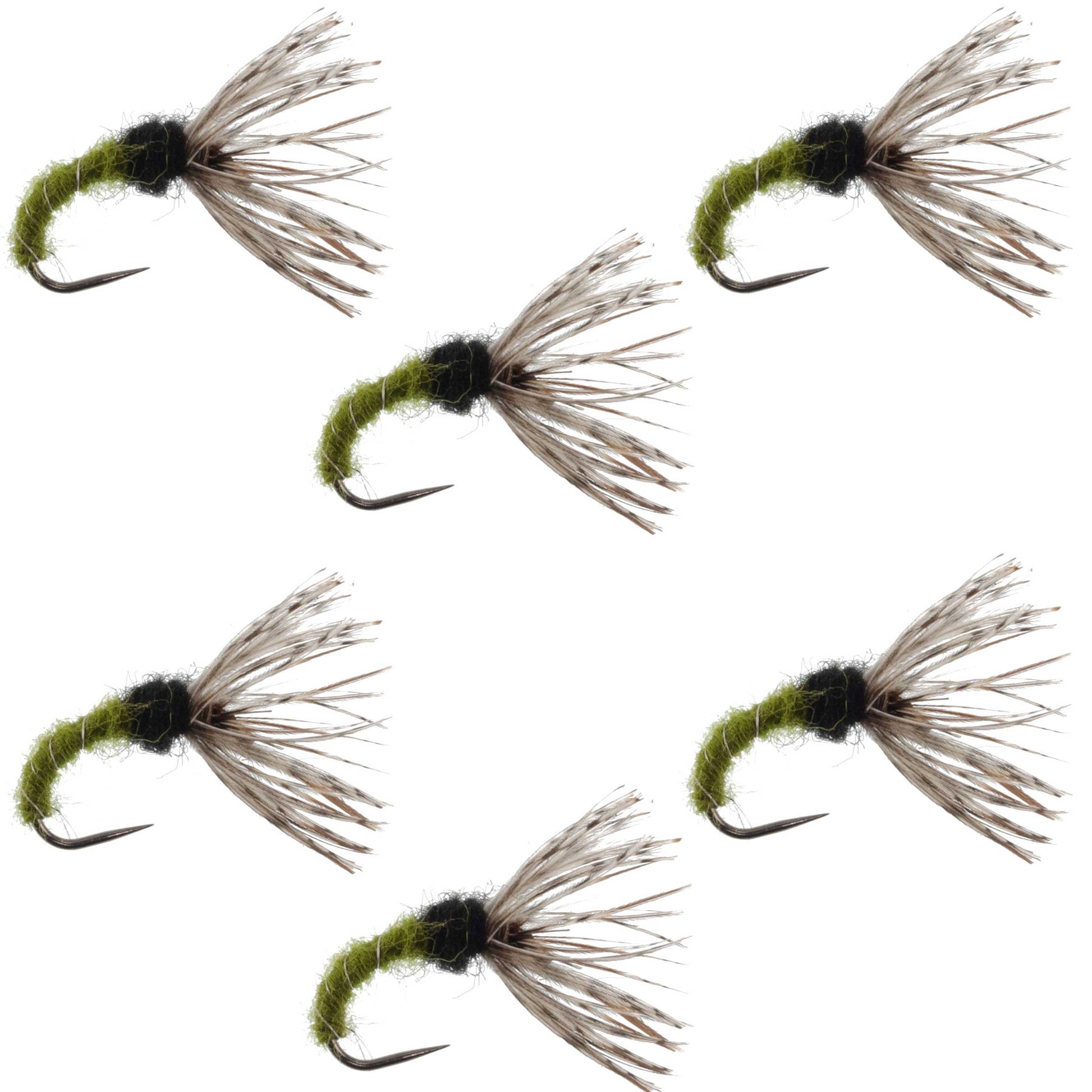 Olive Zebra Sakasa Kebari - 6 Tenkara Flies - Size 12