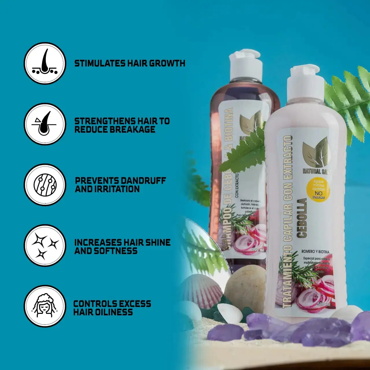 Onion Biotin & Rosemary Shampoo & Treatment - Stronger, Thicker, and Longer Hair
