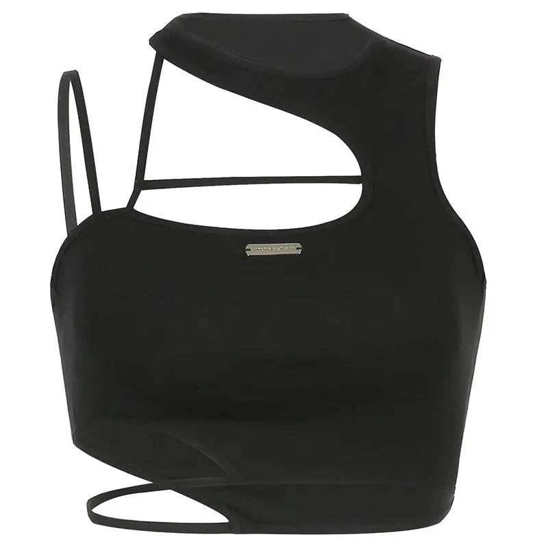 Out Black Sexy Blouse - Sleeveless Crop Top