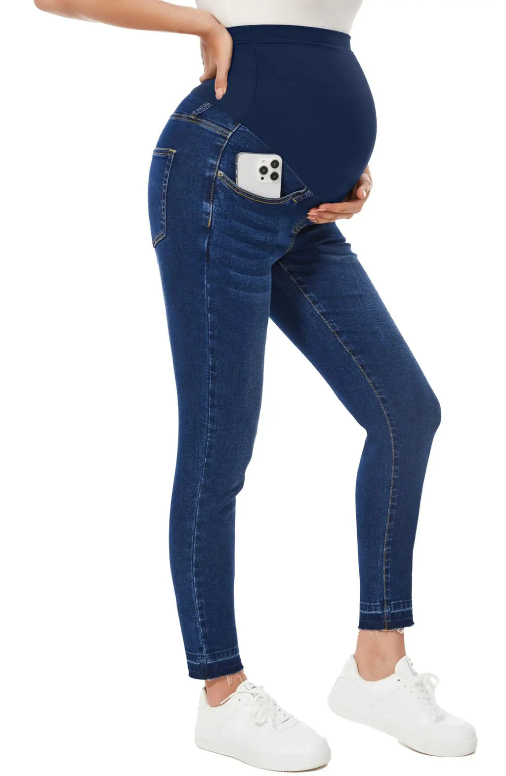 PACBREEZE Women's Maternity Jeans - Over Belly Skinny Stretchy Denim Pants