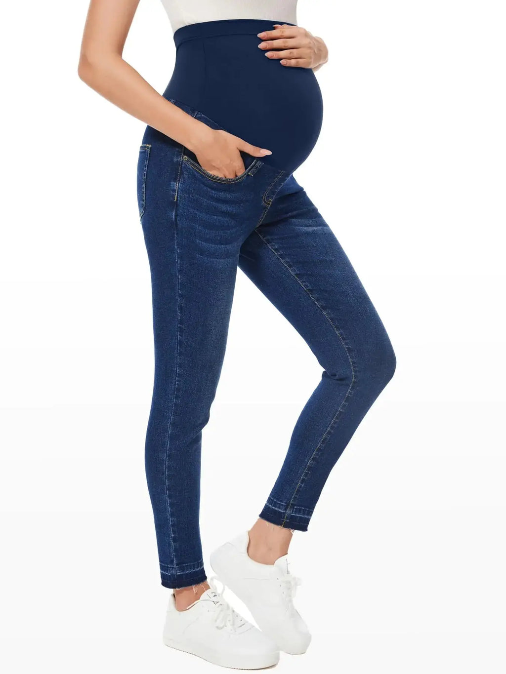 PACBREEZE Women's Maternity Jeans - Over Belly Skinny Stretchy Denim Pants