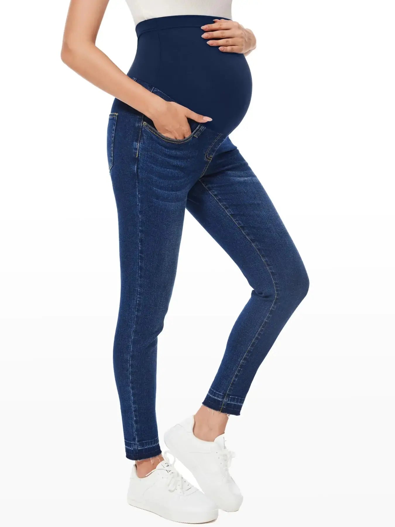 PACBREEZE Women's Maternity Jeans - Over Belly Skinny Stretchy Denim Pants