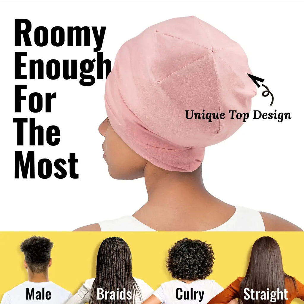 PARISBELLA Satin Lined Sleep Cap Bonnet - Made For Curly Hair & Braids