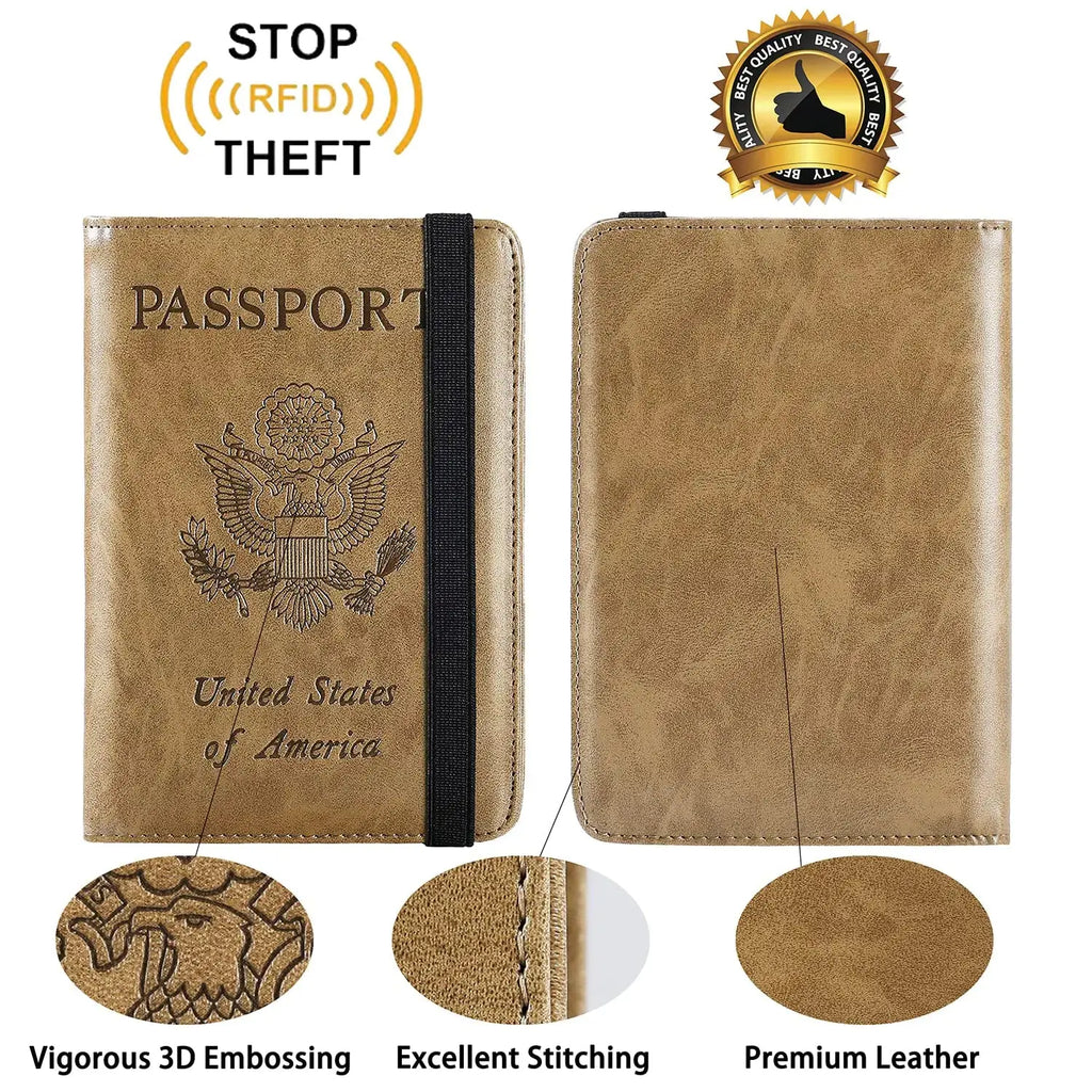 PASCACOO Passport Holder Cover Wallet - Travel Essentials RFID Blocking Leather Card Case