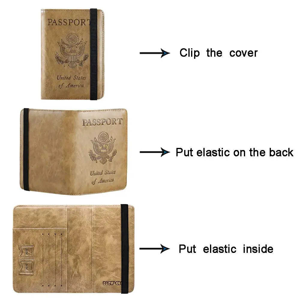 PASCACOO Passport Holder Cover Wallet - Travel Essentials RFID Blocking Leather Card Case