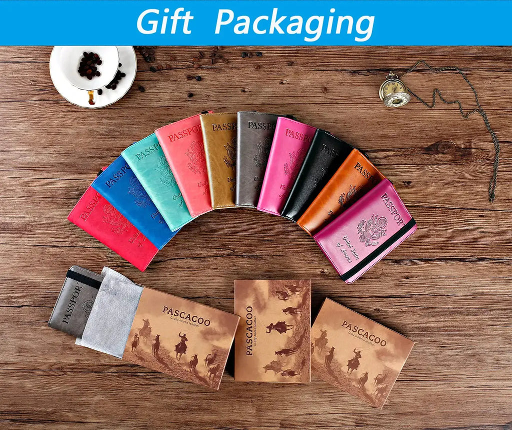 PASCACOO Passport Holder Cover Wallet - Travel Essentials RFID Blocking Leather Card Case