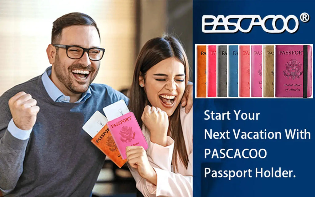PASCACOO Passport Holder Cover Wallet - Travel Essentials RFID Blocking Leather Card Case