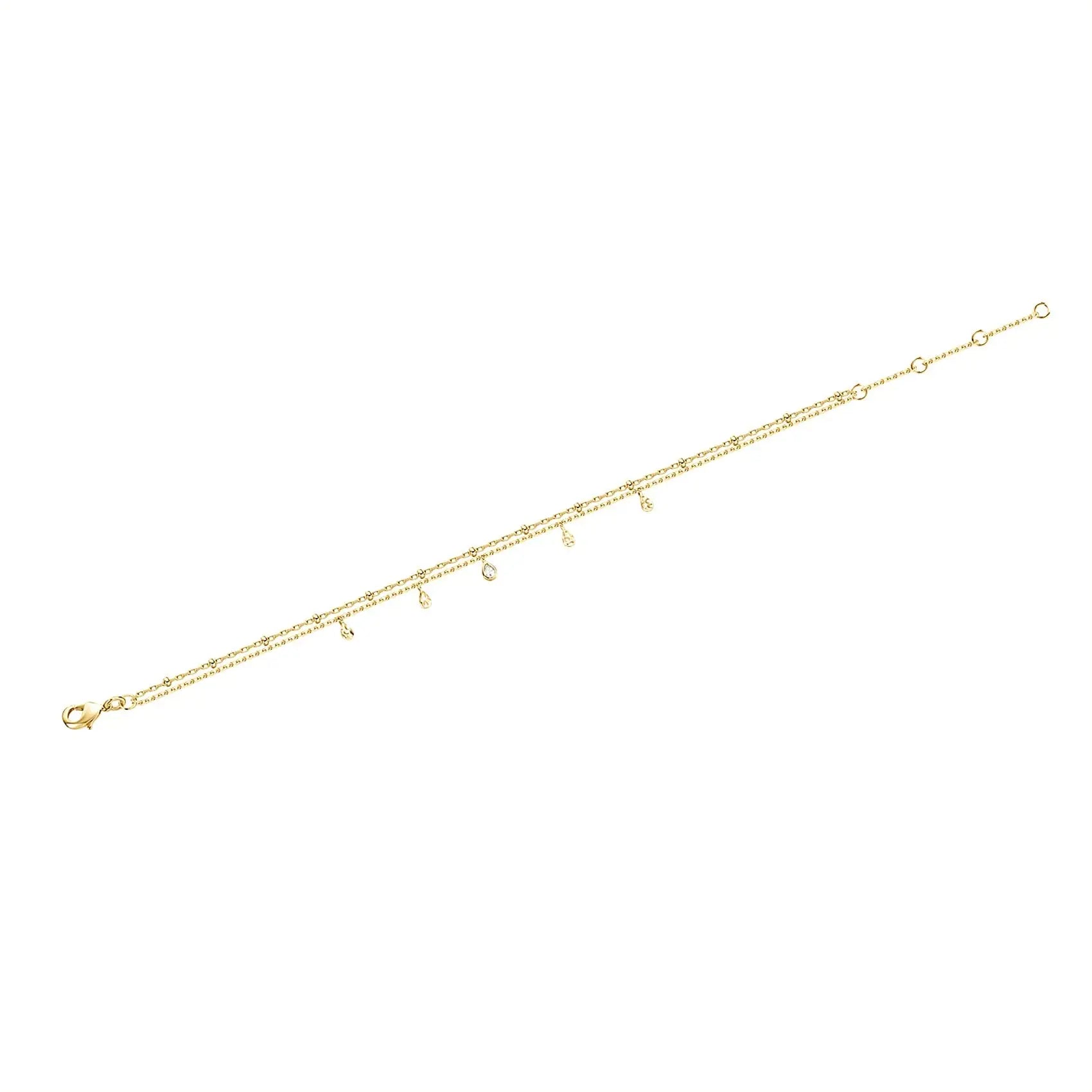 PAVOI 14K Gold Plated Beaded Cuban Cubic Zirconia Simulated Diamond Station Infinity Chain Bracelets for Women