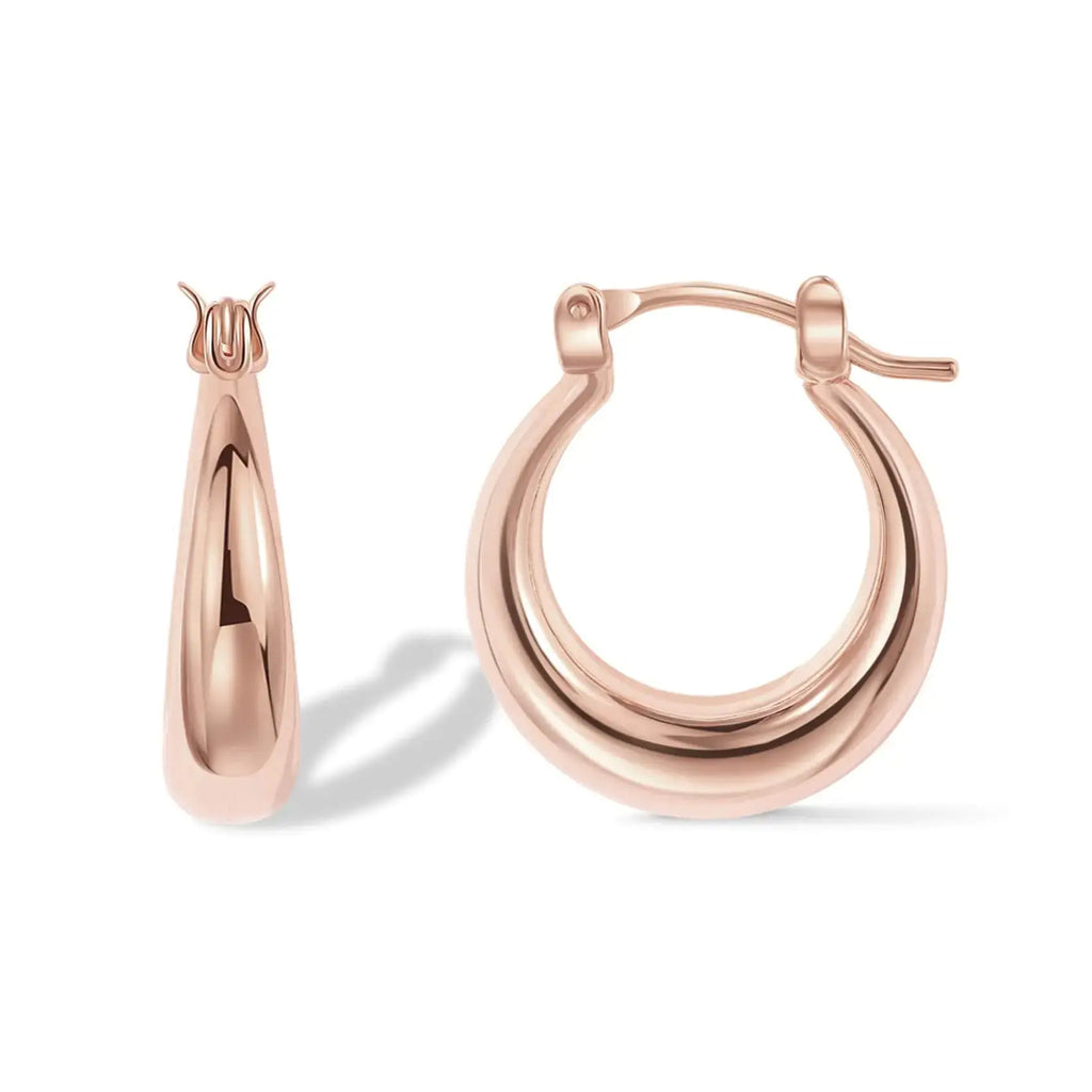 PAVOI 14K Gold Plated Chunky Hoop Earrings - Thick Lightweight Trendy Gold