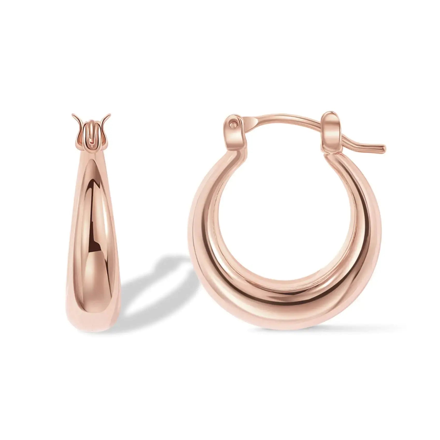 PAVOI 14K Gold Plated Chunky Hoop Earrings - Thick Lightweight Trendy Gold