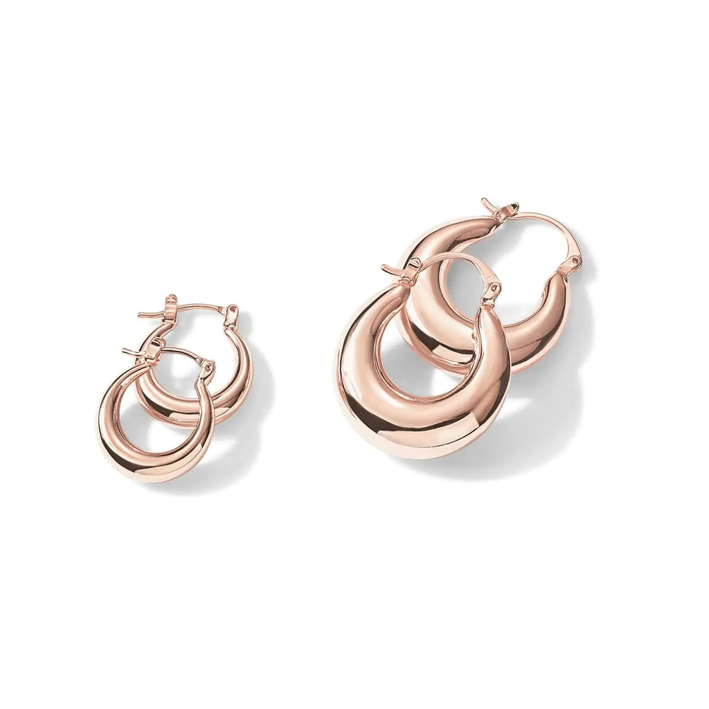 PAVOI 14K Gold Plated Chunky Hoop Earrings - Thick Lightweight Trendy Gold