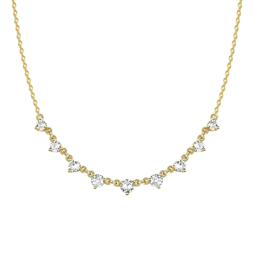 PAVOI 14K Gold Plated Station Necklace | Simulated Diamond BTY Necklace | Womens CZ Chain Necklace | Layering Necklaces Yellow Gold Princess