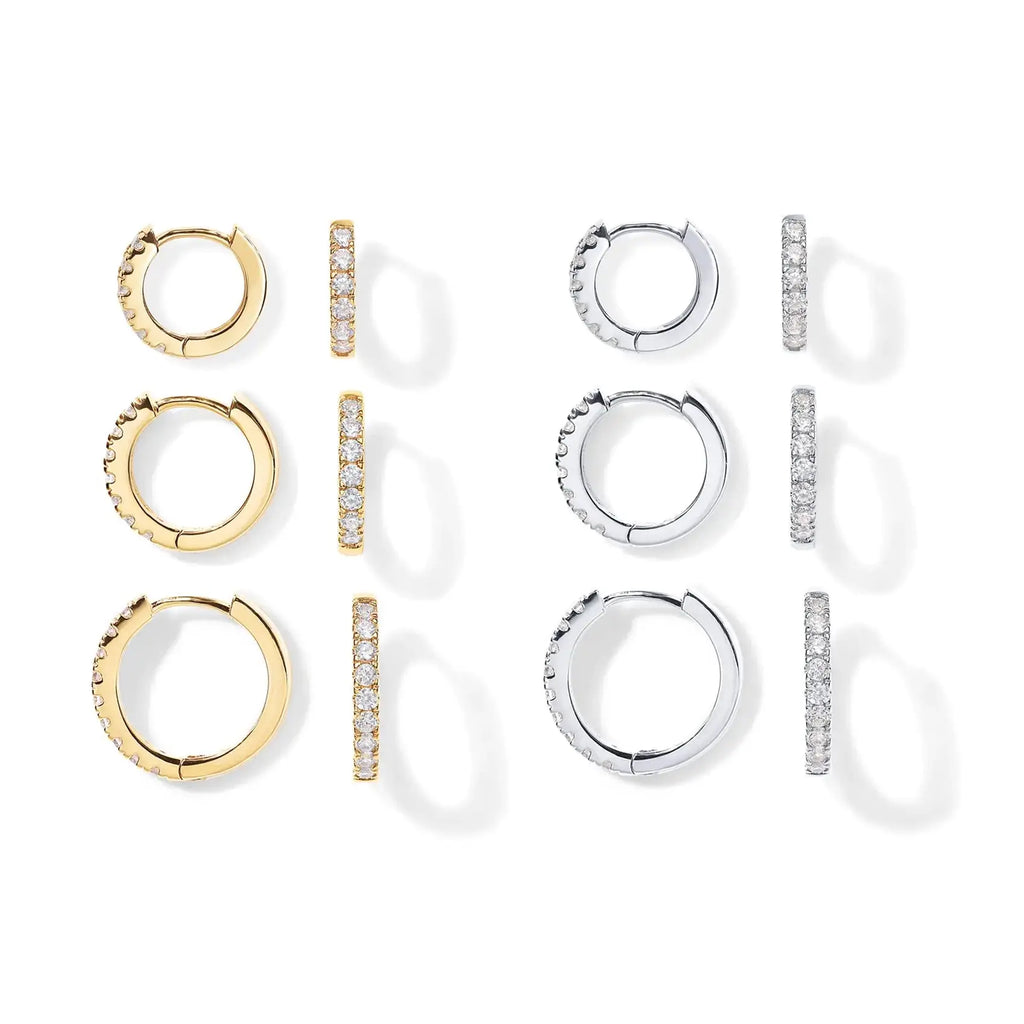 PAVOI 18K Gold Plated 925 Sterling Silver Post - 3 Pairs Small Gold Hoop Earrings Set