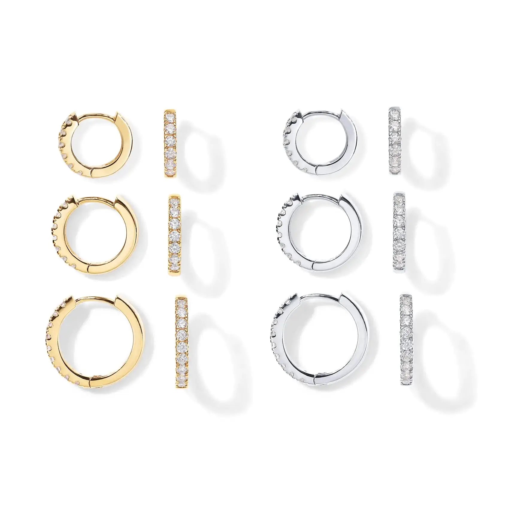 PAVOI 18K Gold Plated 925 Sterling Silver Post - 3 Pairs Small Gold Hoop Earrings Set