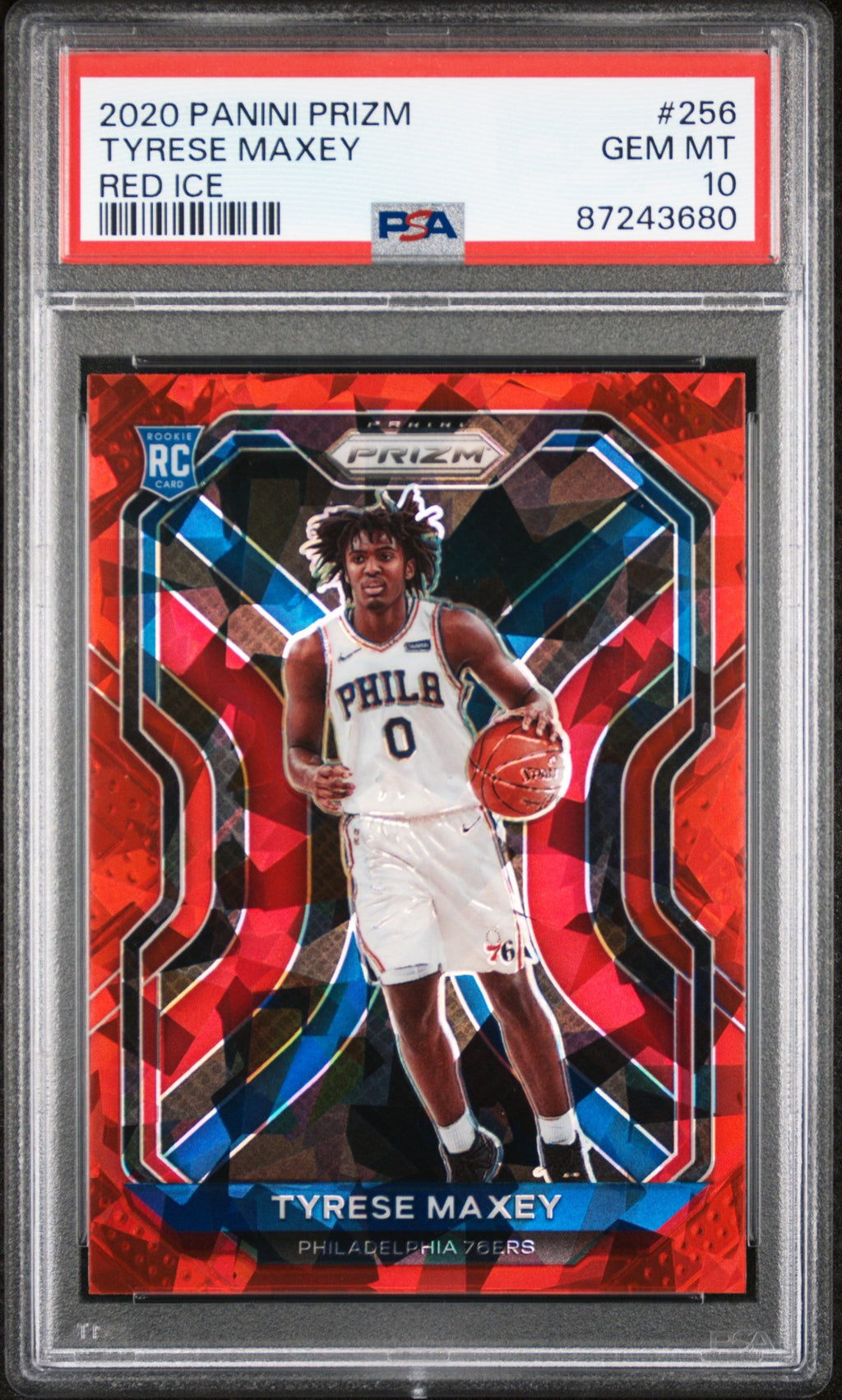 Graded 2020 Panini Prizm Tyrese Maxey #256 Red Ice Rookie RC Basketball Card PSA 10 Gem Mint