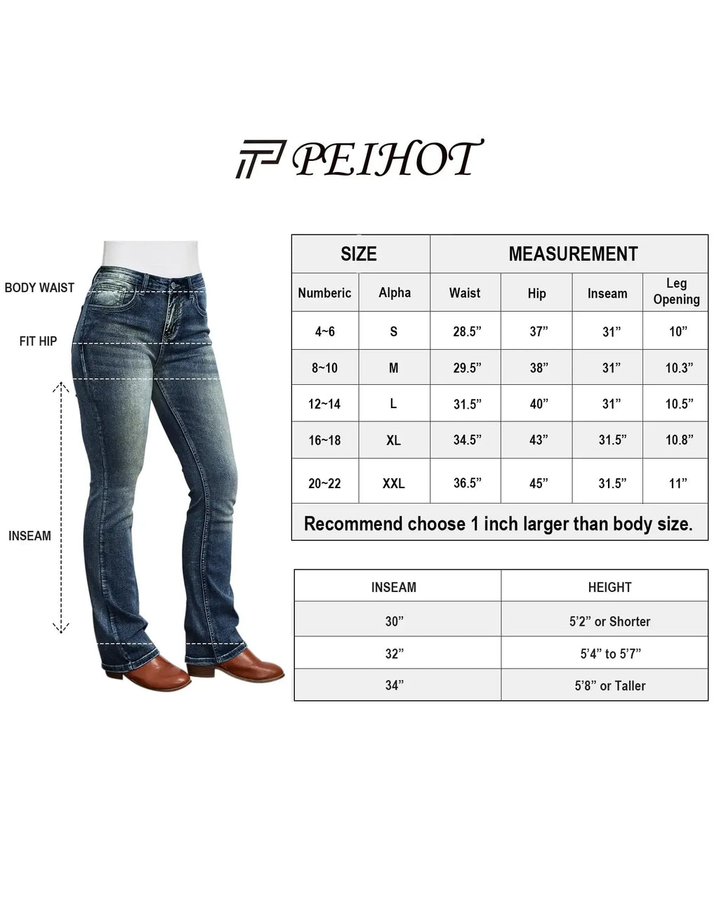 PEIHOT 90s Mid Rise Bootcut Women's Jeans - High Stretch Black Jeans Pantalones De Mujer Denim Pants