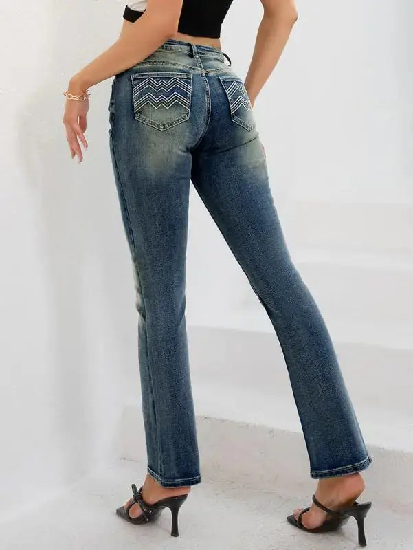 PEIHOT 90s Mid Rise Bootcut Women's Jeans - High Stretch Black Jeans Pantalones De Mujer Denim Pants