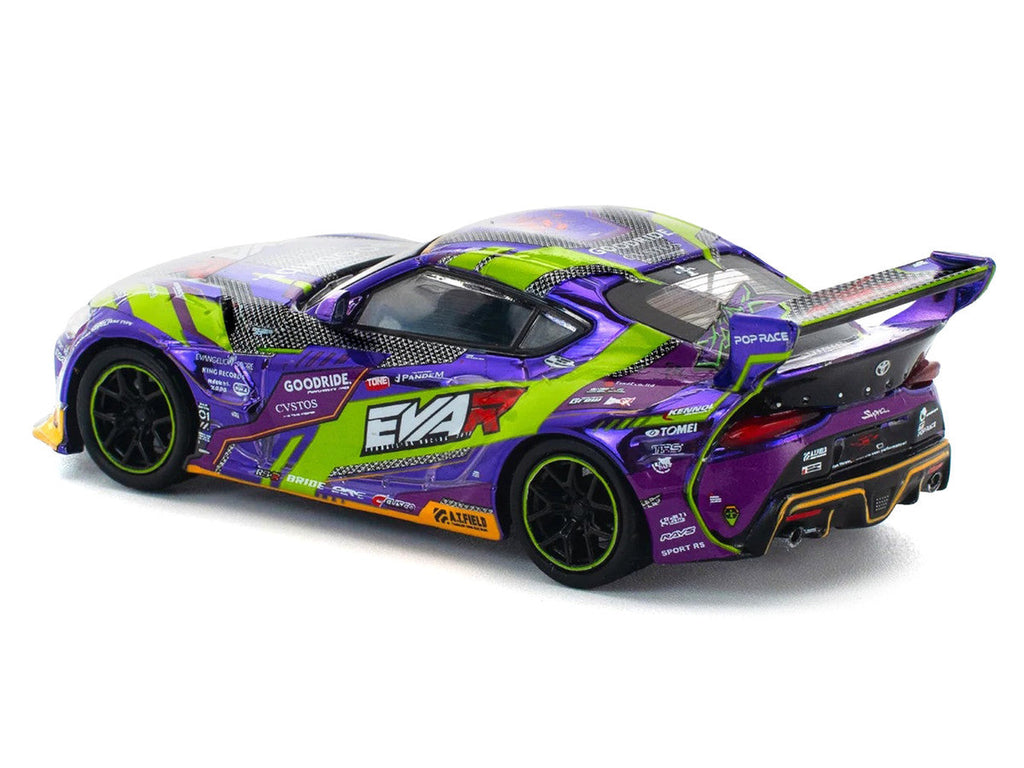 Toyota Pandem GR Supra RHD (Right Hand Drive) "EVA RT Test Type-01 GoodRide" Purple Metallic with Graphics 1/64 Diecast Model Car by Pop Race