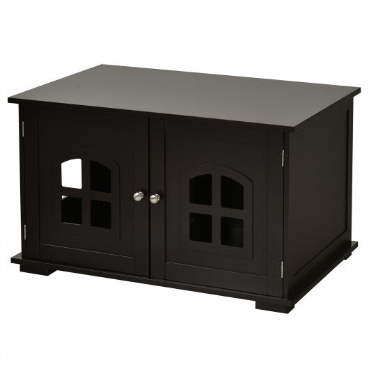 Large Wooden Cat Litter Box Enclosure Hidden Cat Washroom with Divider White