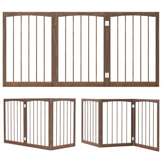 30 Inch Tall Wooden Pet Fence for Cats Small and Medium Dogs-Brown