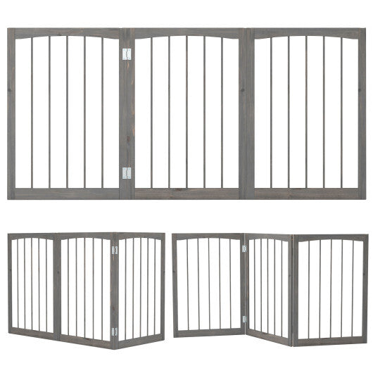30 Inch Tall Wooden Pet Fence for Cats Small and Medium Dogs-Brown