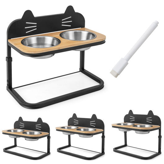 Elevated Pet Feeder with 2 Stainless Steel Bowls for Cats and Small and Medium Dogs - Color: Natural