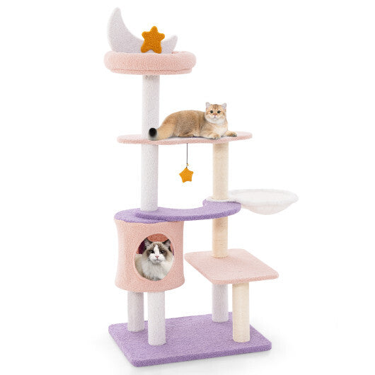 Multi-level Cat Tower with Sisal Covered Scratching Posts-M