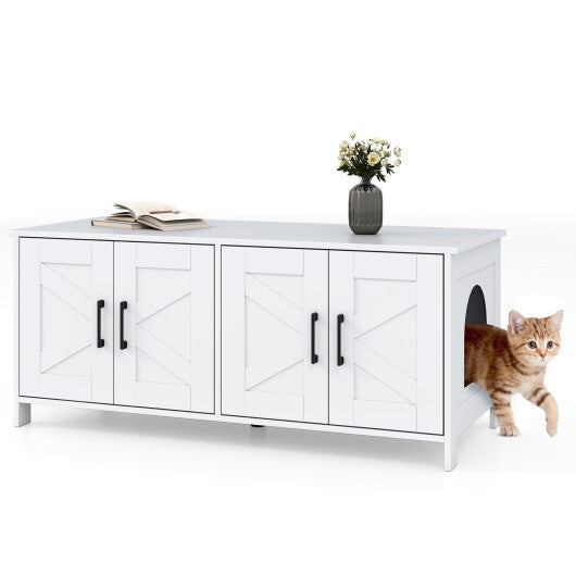 Cat Litter Box Enclosure for 2 Cats Modern Kitty Litter Box Furniture Hidden-Oak