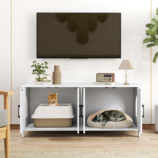 Cat Litter Box Enclosure for 2 Cats Modern Kitty Litter Box Furniture Hidden-Oak
