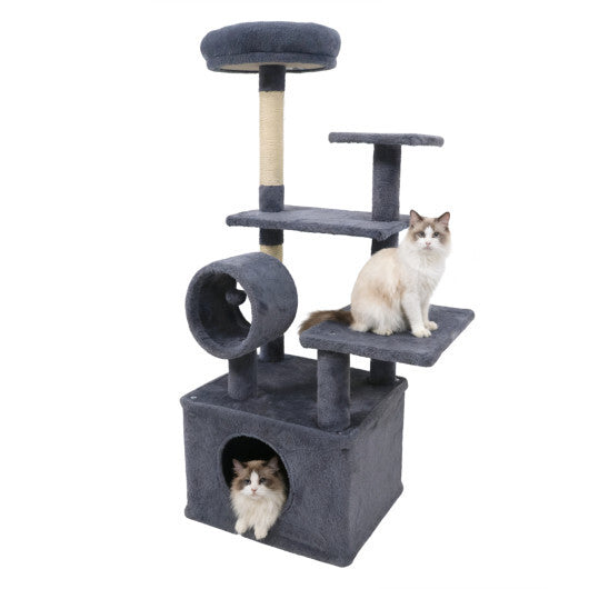 48 Inches Tall Cat Tree Multi-Level Kitten Tower with Large Condo Padded Top Perch-Beige
