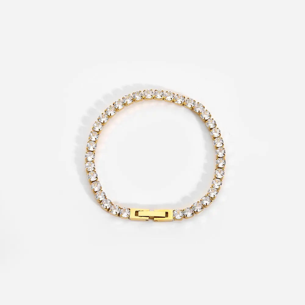 PVD 18K Gold Plated Waterproof Zircon Bracelet