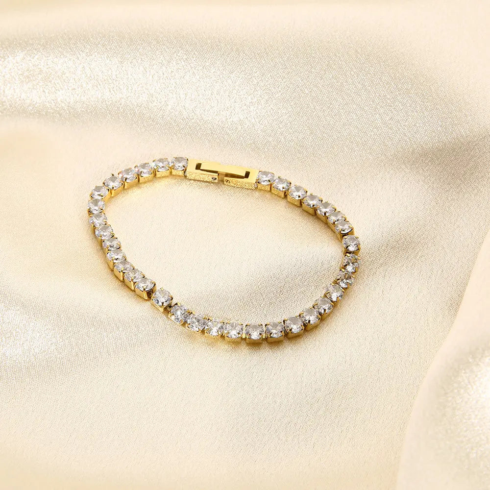 PVD 18K Gold Plated Waterproof Zircon Bracelet