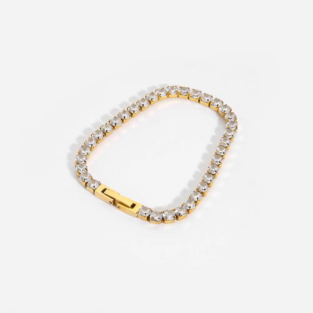 PVD 18K Gold Plated Waterproof Zircon Bracelet