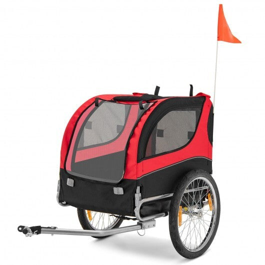 Dog Bike Trailer Foldable Pet Cart with 3 Entrances for Travel-Blue