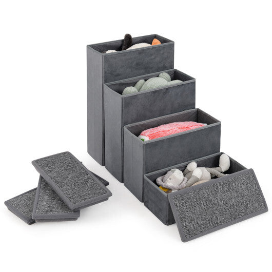 4-Step Dog Stairs Non-slip Foldable Dog Ramp with Adjustable Steps-Grey