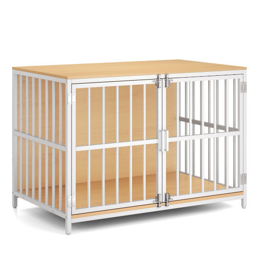 40 Inch Dog Crate Furniture Dog Kennel with Dual Lockable Double Doors-Rustic Brown