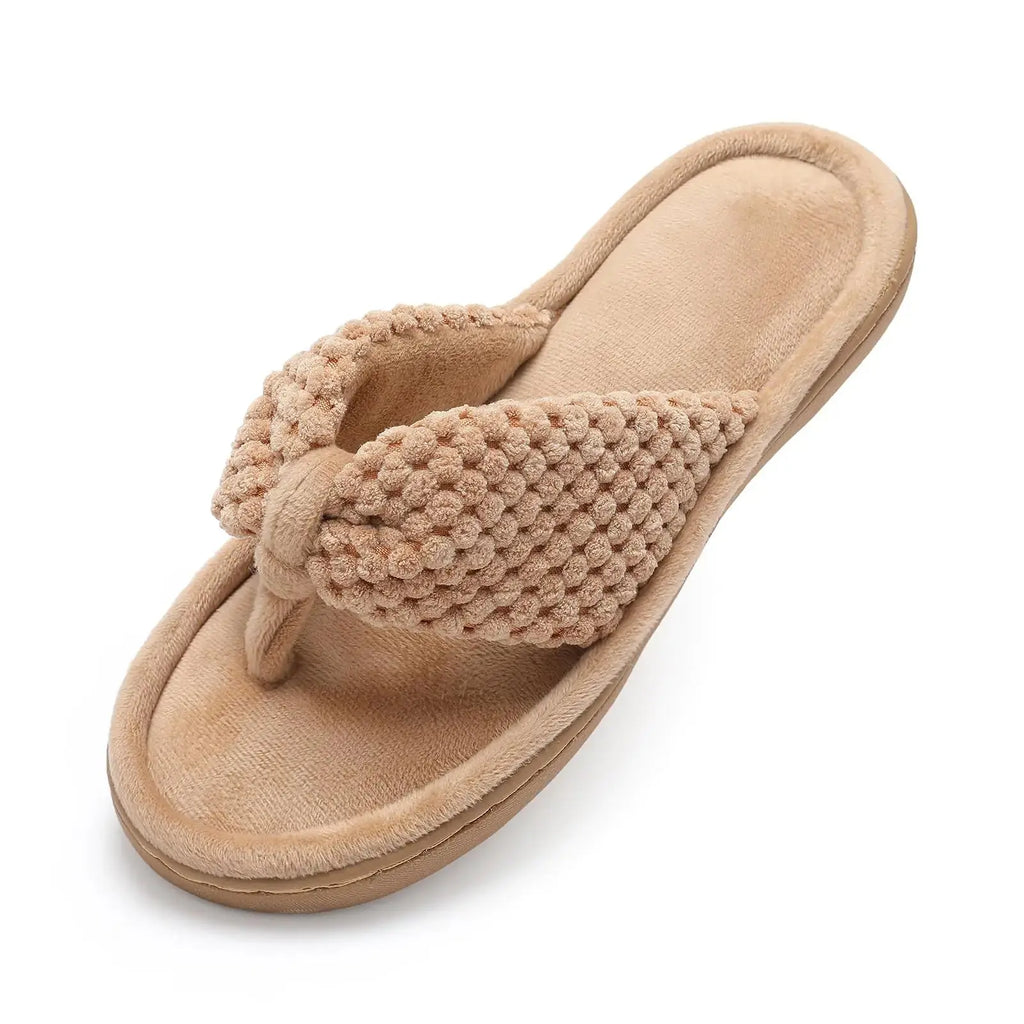 Parlovable Women's Memory Foam Flip Flop Slippers - Breathable & Cozy Open Toe House Shoes with Anti-Skid Rubber Sole