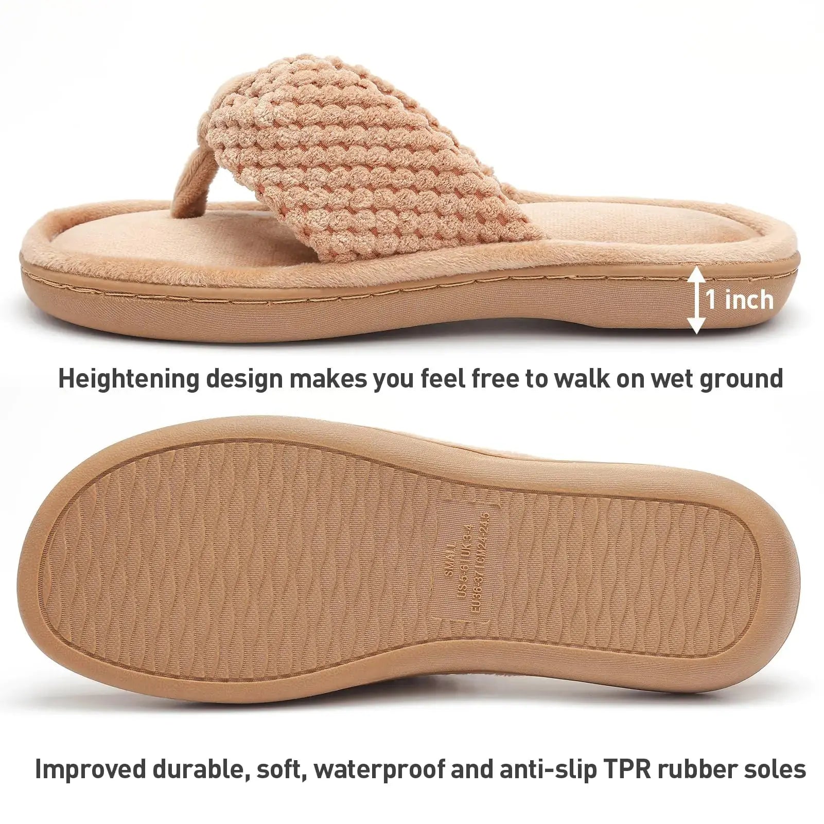 Parlovable Women's Memory Foam Flip Flop Slippers - Breathable & Cozy Open Toe House Shoes with Anti-Skid Rubber Sole