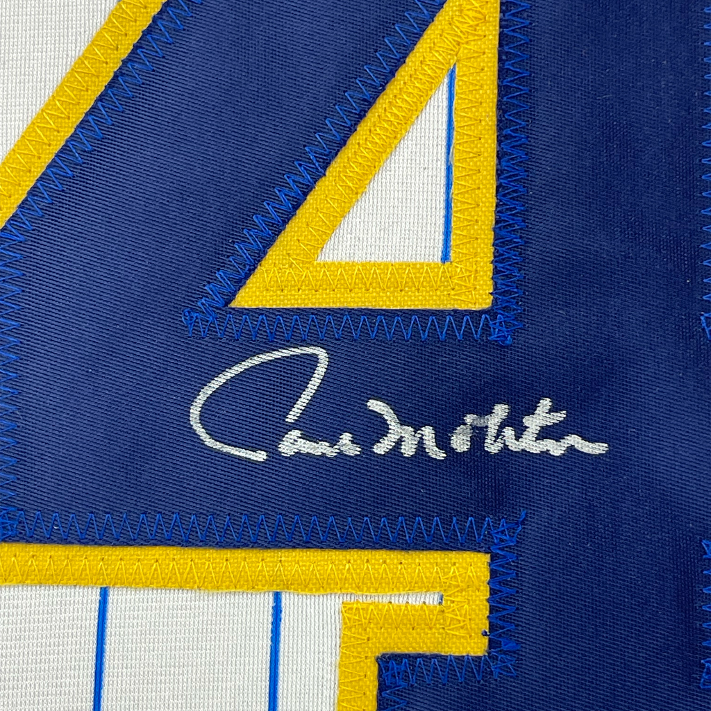 Framed Autographed/Signed Paul Molitor 35x39 Milwaukee Pinstripe Baseball Jersey Beckett BAS COA