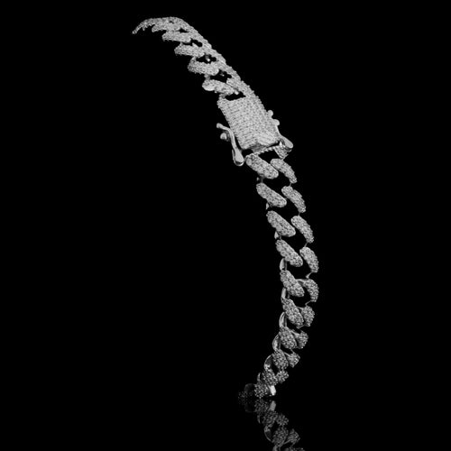 Cuban Bracelet 8mm 925 Sterling Silver CZ Cuban Link Bracelet Hip Hop