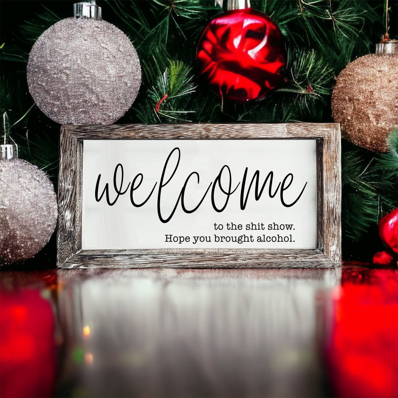 Funny Wooden Welcome Sign Welcome To The Shit Show I Hope You Brought Alcohol Rustic Home Wall Decor