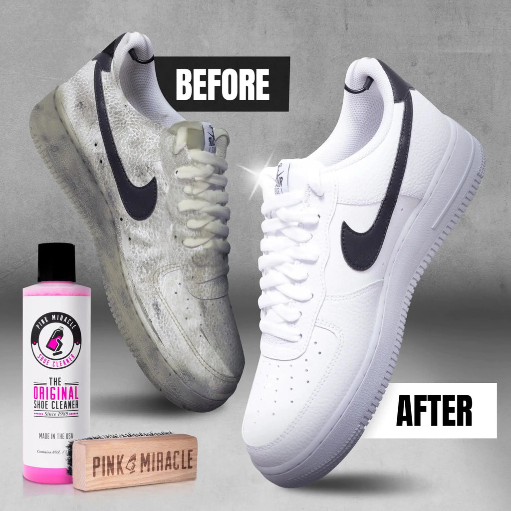 Pink Miracle Shoe Cleaner Kit with Bottle & Brush - For Fabric, Fabric, Whites, Suede & Nubuck Sneakers