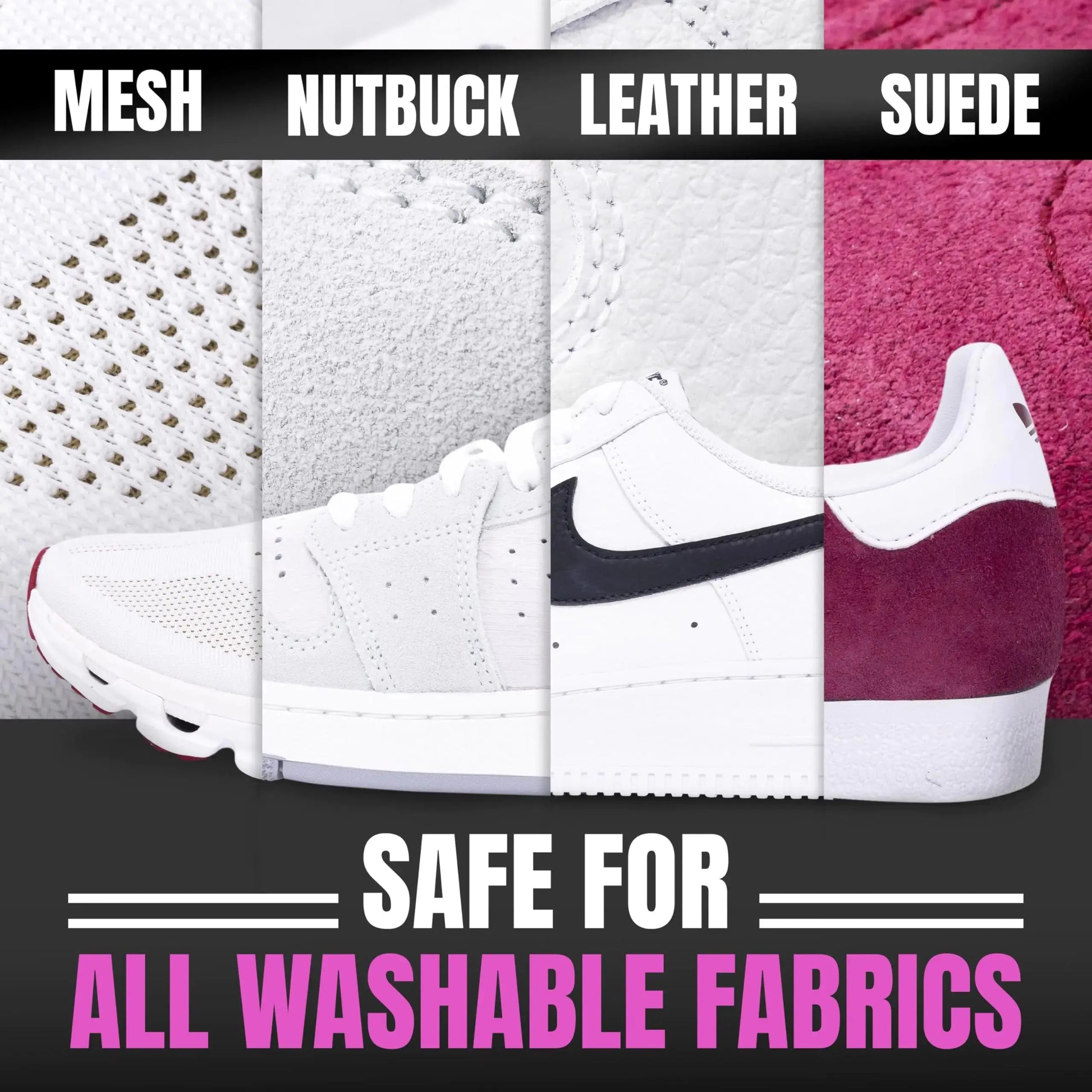 Pink Miracle Shoe Cleaner Kit with Bottle & Brush - For Fabric, Fabric, Whites, Suede & Nubuck Sneakers