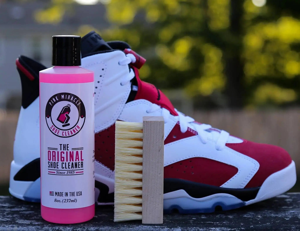 Pink Miracle Shoe Cleaner Kit with Bottle & Brush - For Fabric, Fabric, Whites, Suede & Nubuck Sneakers