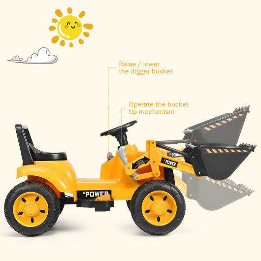 ?Only for Plus?Kids Ride On Excavator Digger 6V Battery Powered Tractor-Yellow