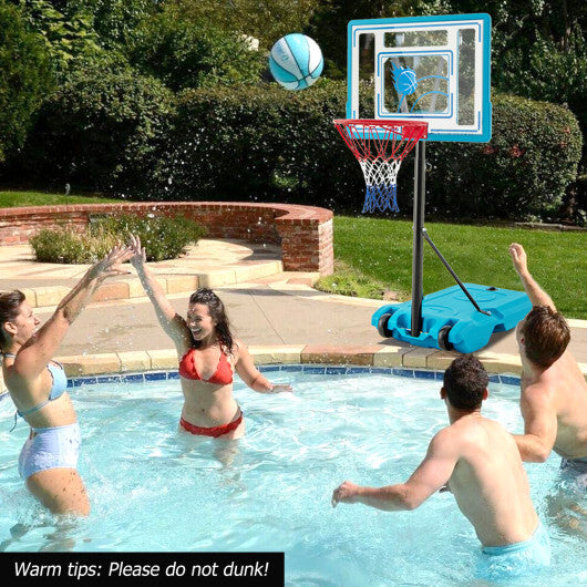 Pool Basketball Hoop Adjustable 3.8-4.4 FT Portable Poolside Basketball Goal with Fillable Base