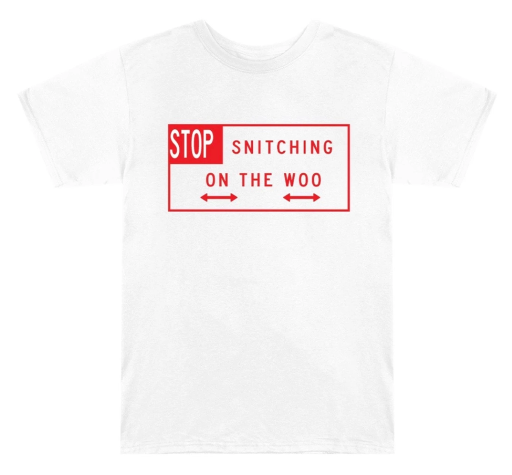 Pop Smoke x Vlone Stop Snitching T-shirt White/Red