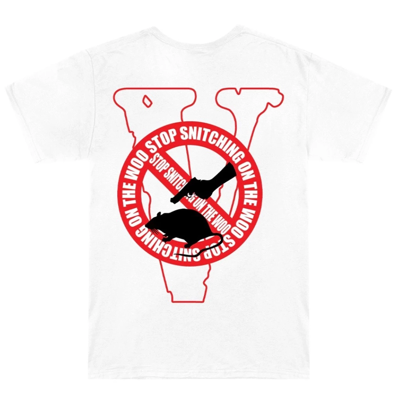Pop Smoke x Vlone Stop Snitching T-shirt White/Red