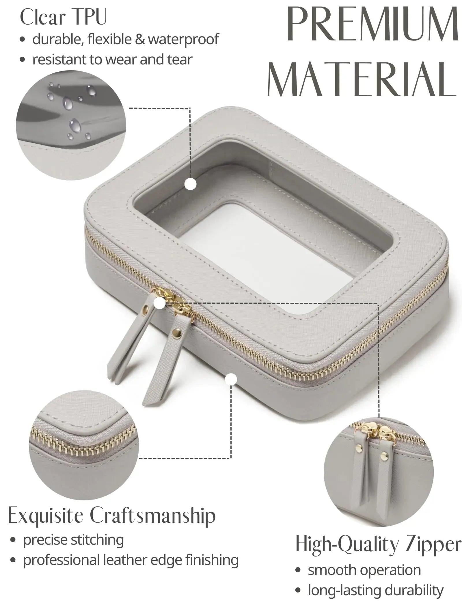 Popvibe Clear Makeup Bag - Travel Cosmetic Case | Transparent Toiletry Bag with Zipper