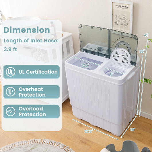 Portable Twin Tub Washing Machine with Powerful Pulsator